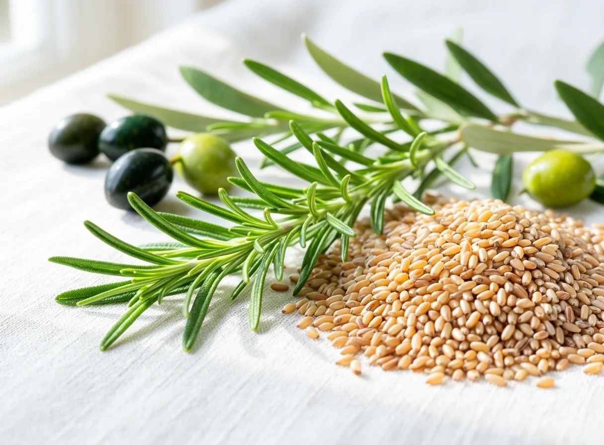 Botanical textures representing balanced nutrition